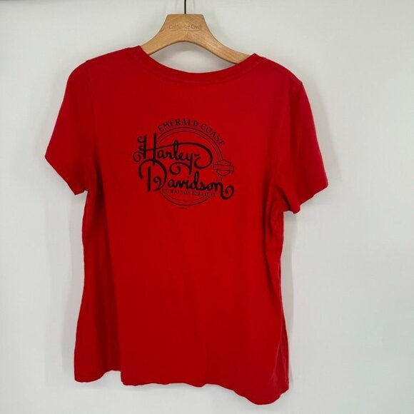 Harley Davidson Womens Red T Shirt embellished size XL Cotton Fort Walton Beach - Picture 6 of 9
